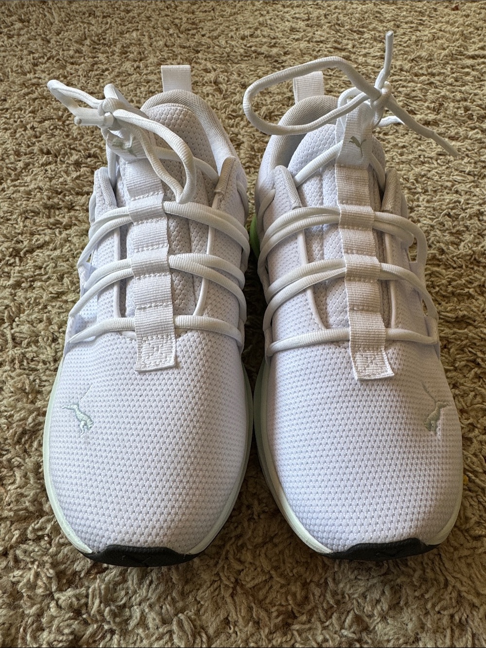 Puma White Athletic Sneakers with Mint Accents